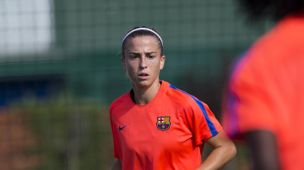 Bárbara Latorre, durante un entrenamiento con el Barça.