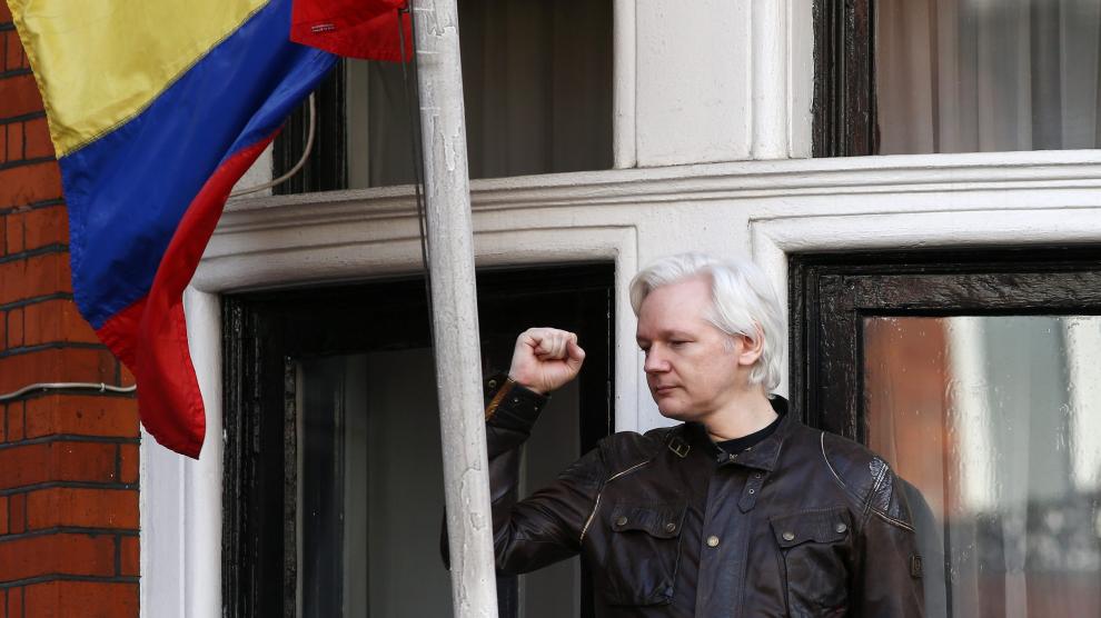 Julian Assange en la Embajada de Ecuador en Londres.