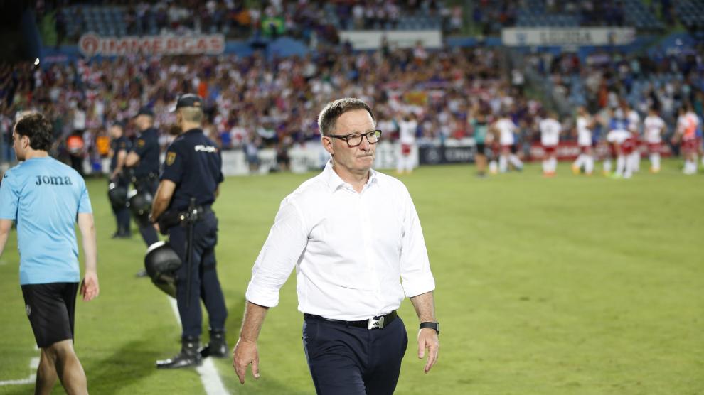 Anquela, entrenador del Huesca durante el partido contra el Getafe
