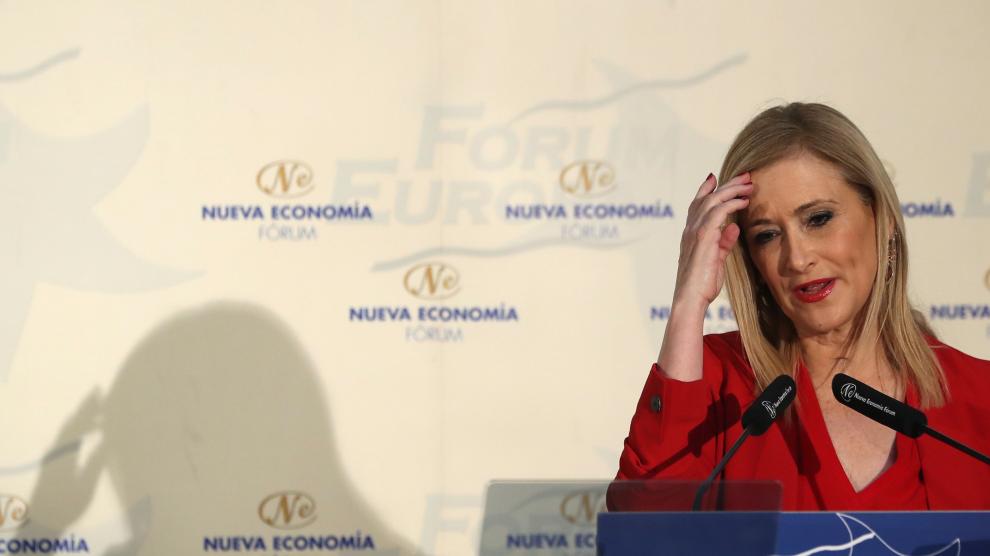 Cristina Cifuentes en un desayuno informativo.