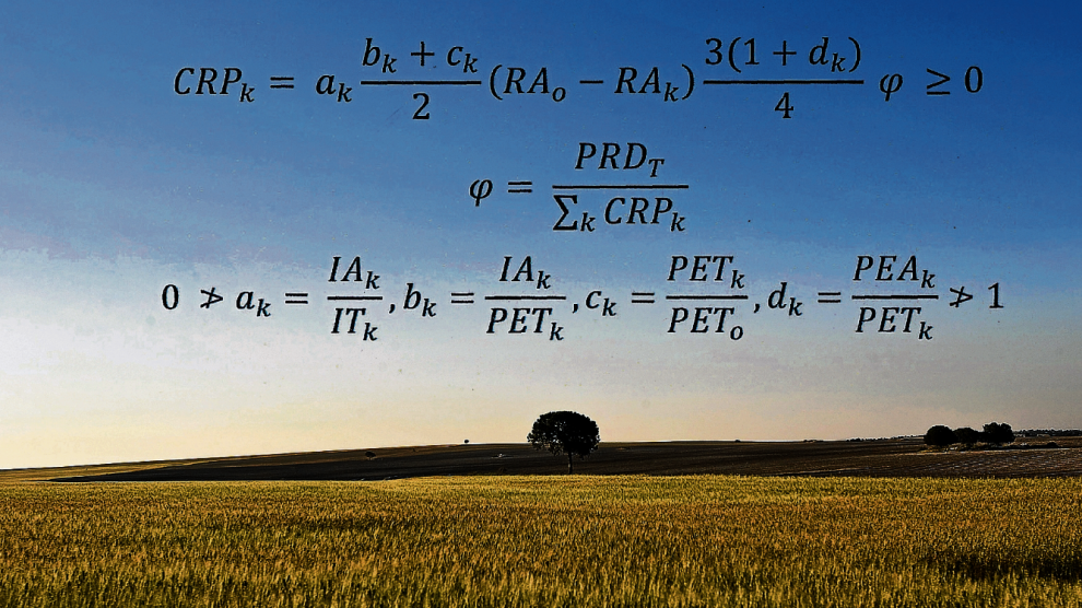 Sobre un campo de cereal aragonés puede leerse el algoritmo en el que se basa la propuesta del consejero de Desarrollo Rural para elaborar una nueva PAC.