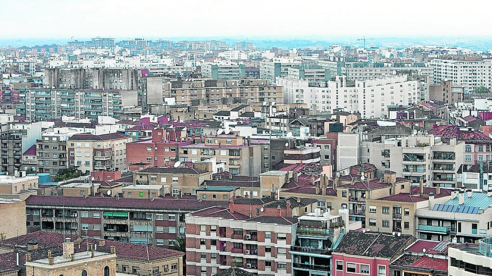 Vista aérea del casco urbano de Zaragoza