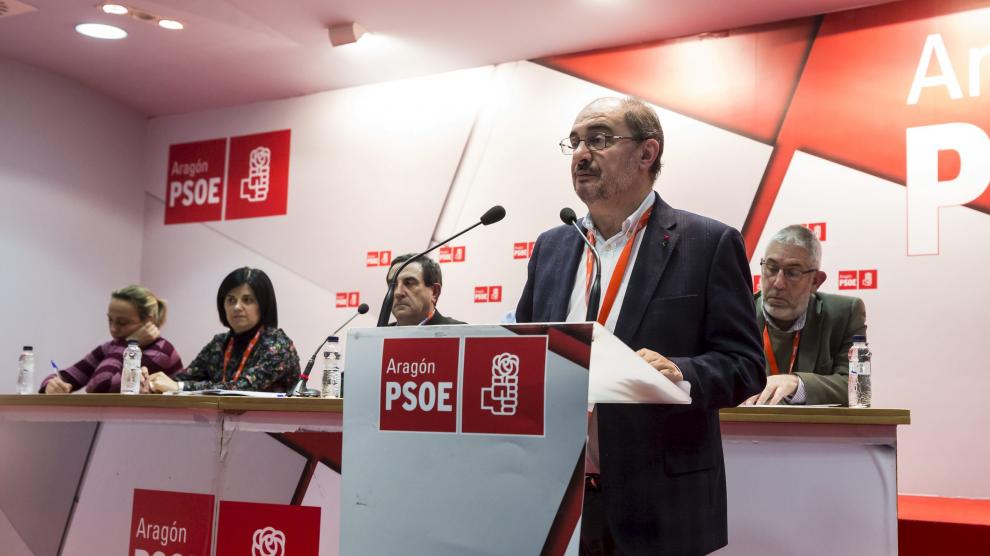 Intervención de Lambán en el Comité Regional del PSOE de Aragón.