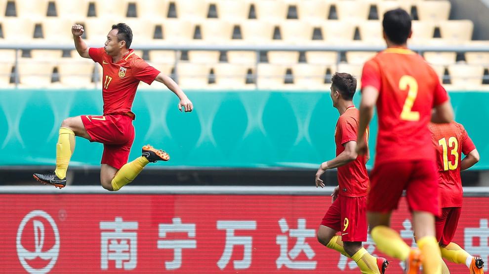 Momento durante el partido entre China y la República Checa