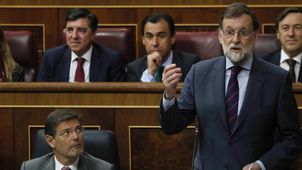Mariano Rajoy en la sesión de control al Gobierno de este miércoles en el Congreso de los Diputados.