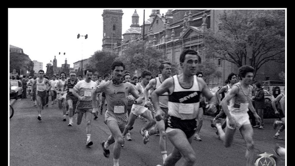 Víctor Barón, en una media maratón de 1985
