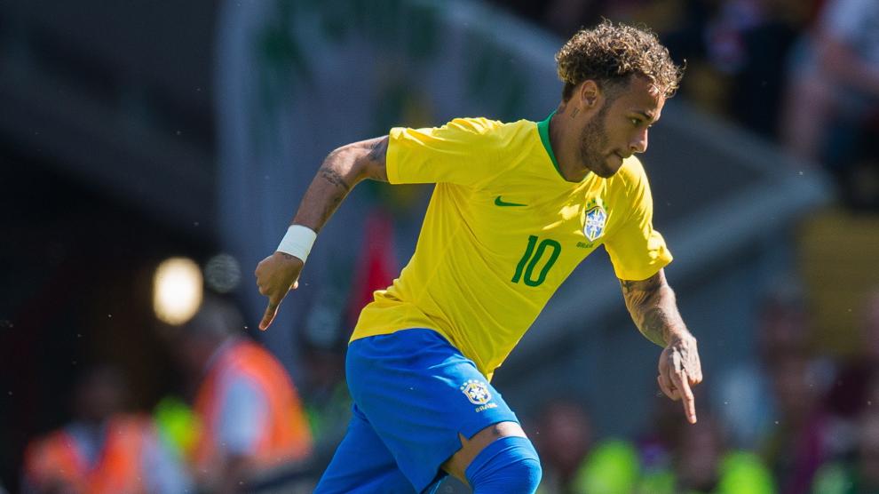 Neymar en el partido amistoso de Brasil contra Croacia