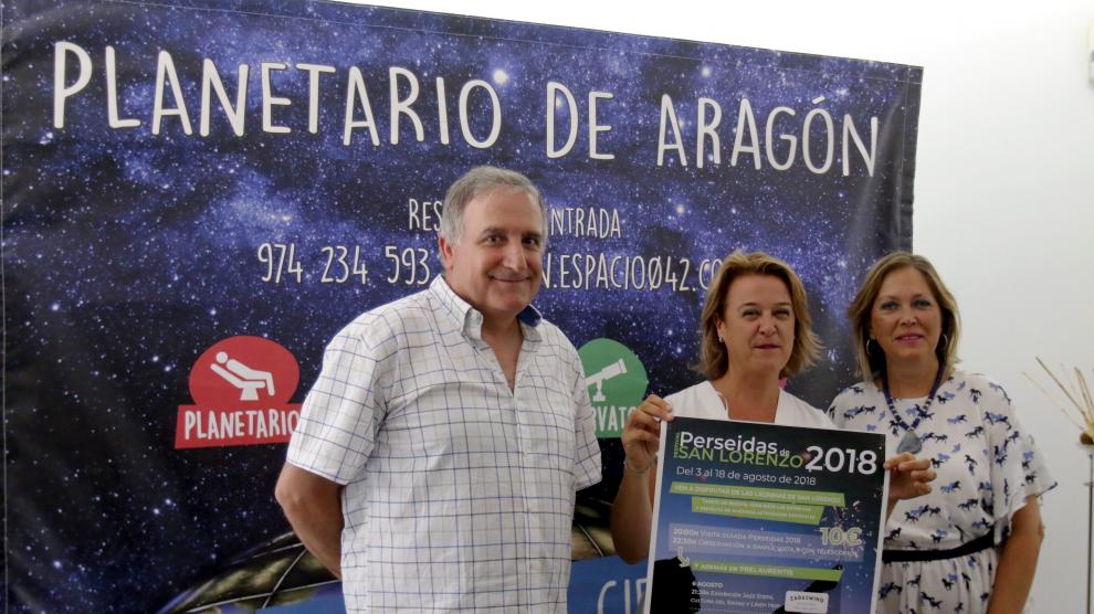 María Gracia, Alberto Solones y Beatriz Calvo en la presentación del festival de perseidas