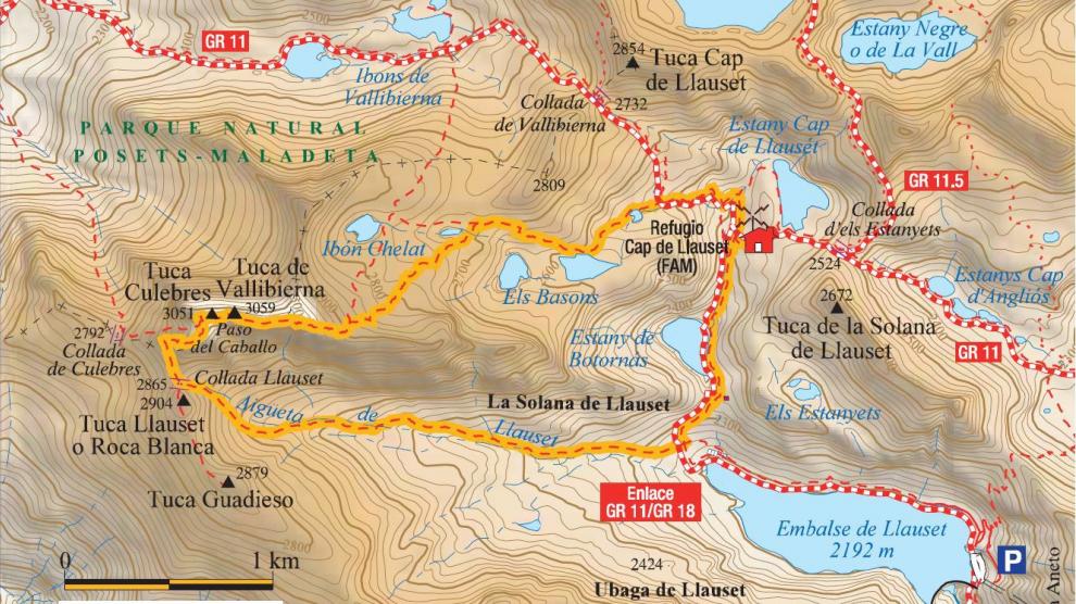 Mapa de la ruta a Vallibierna.