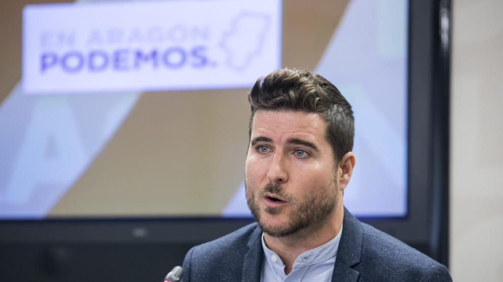 Rueda de prensa el secretario general de Podemos Aragón, Nacho Escartín