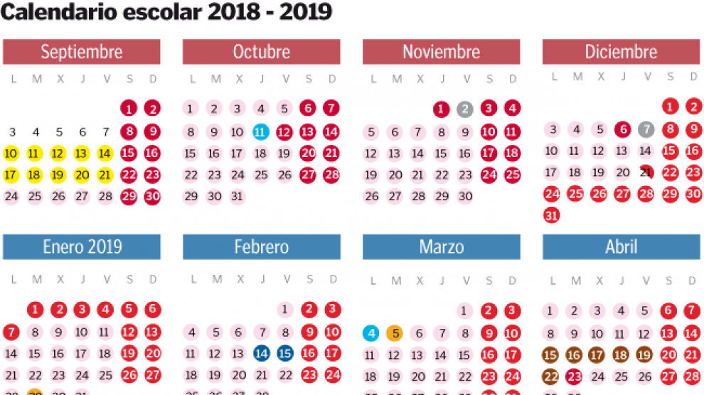 Calendario escolar 2018-19