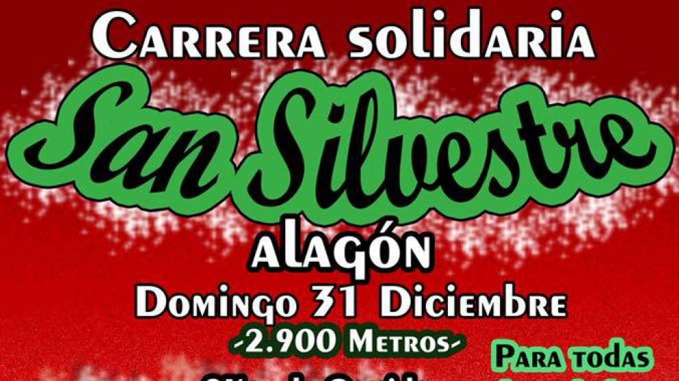 Cartel que anuncia la solidaria San Silvestre de Alagón.