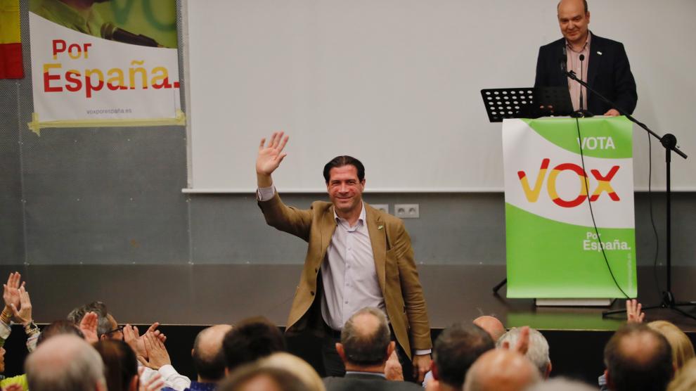 Pedro Fernández, en el mitin de Vox en Zaragoza