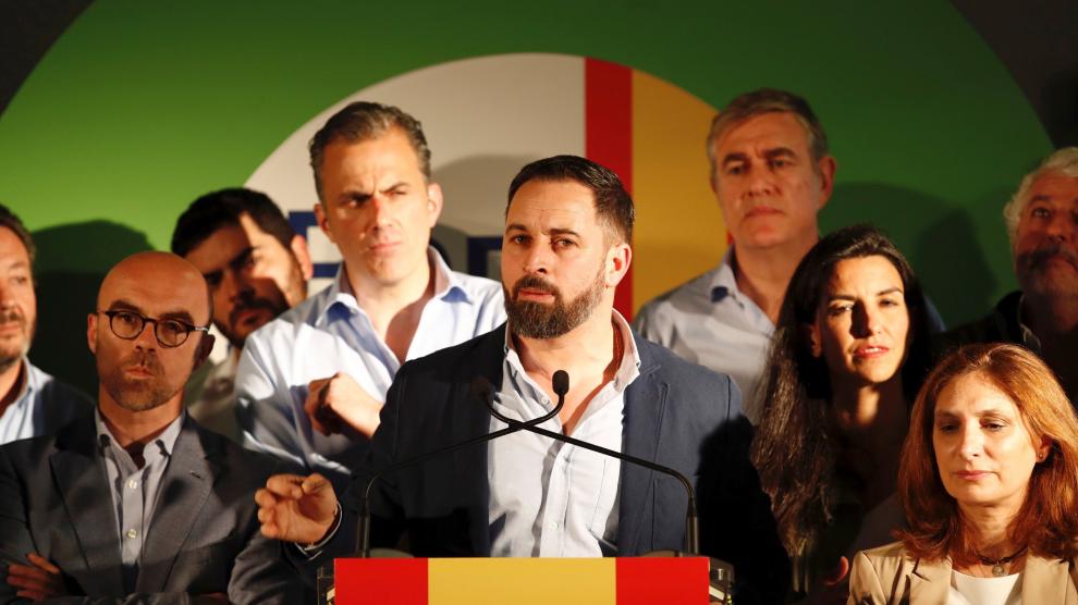El líder de Vox, Santiago Abascal, en un acto de campaña.