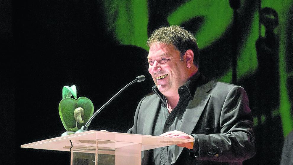 El actor Jorge Asín, durante el acto en el que recibió, ayer, el premio Villa de La Almunia.