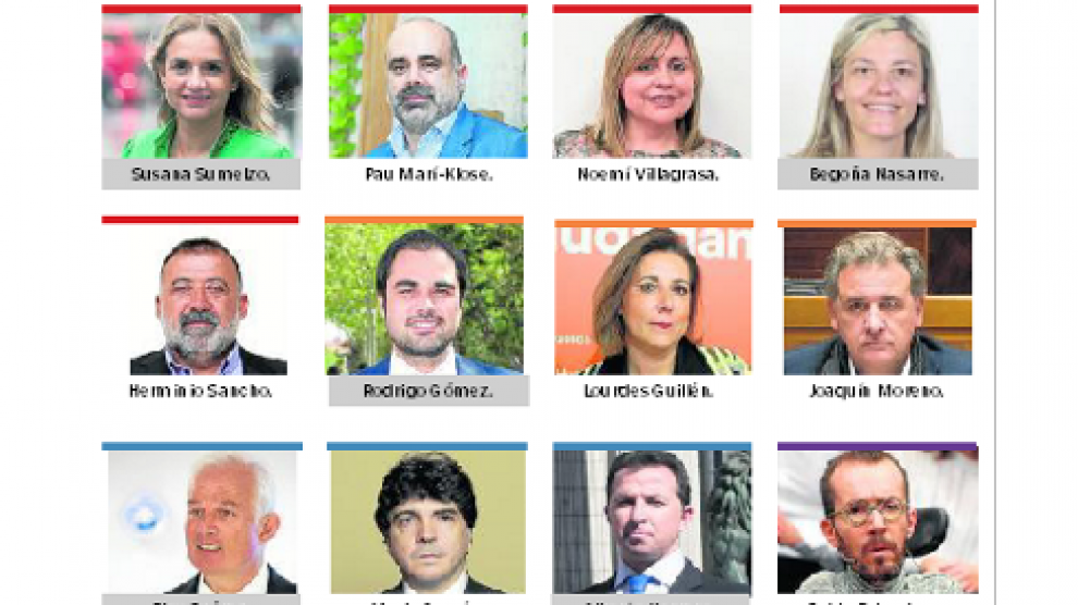 Parlamentarios que representarán a Aragón en el Congreso de los Diputados.