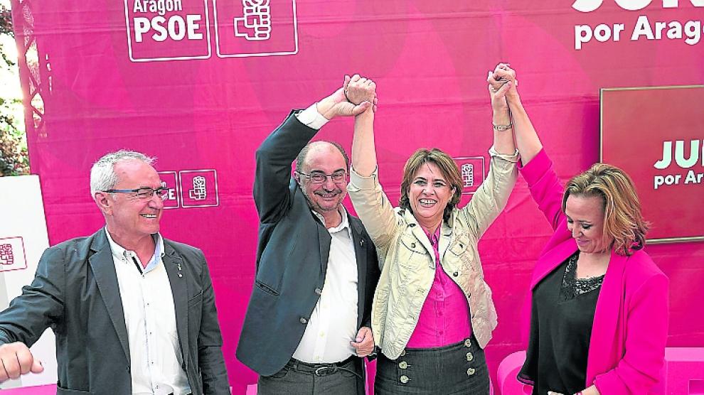 mitin del Psoe en Teruel con la ministra de Justicia Dolores Delgado,Javier Lamban y Samuel Moron. foto Antonio garcia/bykofoto. 23/05/19 [[[FOTOGRAFOS]]]