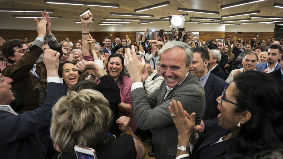 Azcón, ayer en la celebración del PP