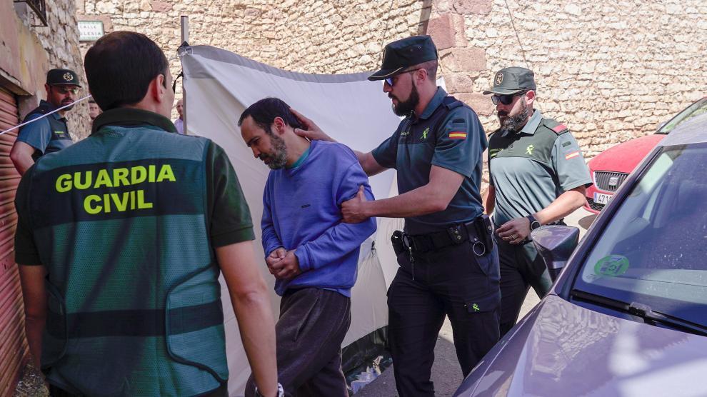 Pedro Blasco acusado dela muerte de su madre en Pozondon (Teruel). esconducida a la reconstruccion de los hechos Foto /Antonio Garcia/Bykofoto.20/06/19 [[[FOTOGRAFOS]]]