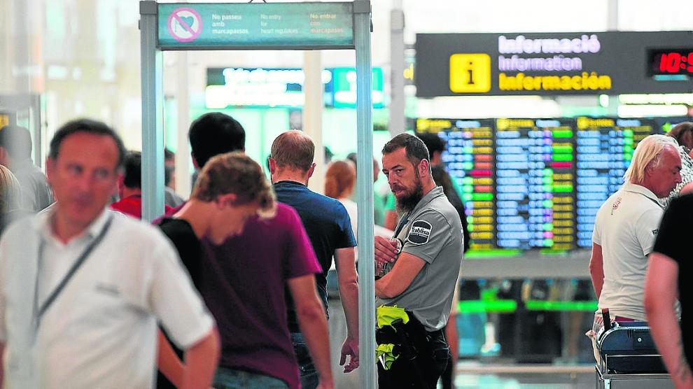 Imagen del pasado 25 de agosto de la anterior huelga convocada en el aeropuerto de El Prat