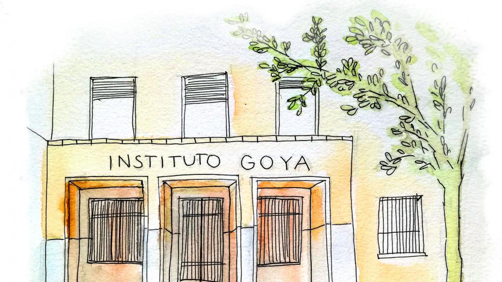 Dibujo al natural del Instituto Goya en Zaragoza.
