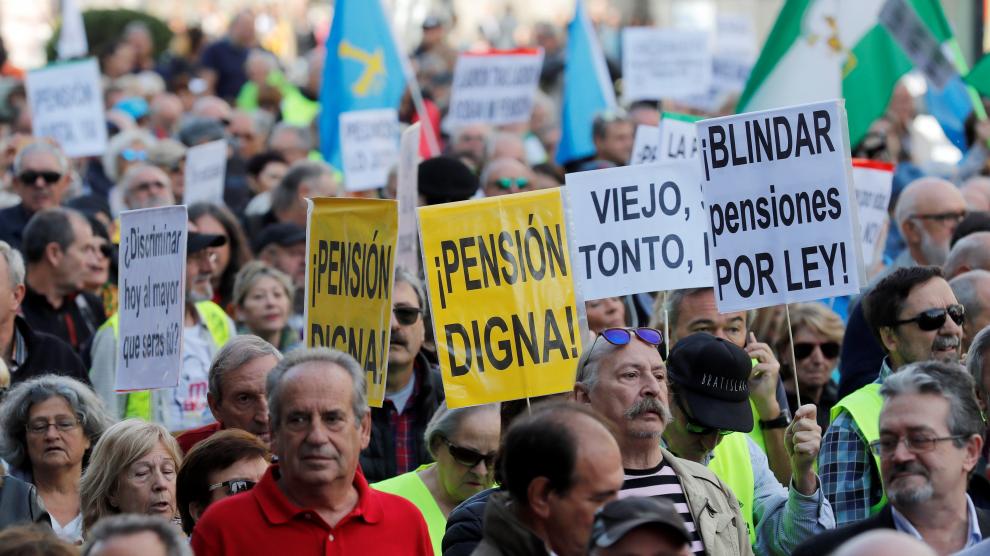 Manifestación de pensionistas en Madrid.