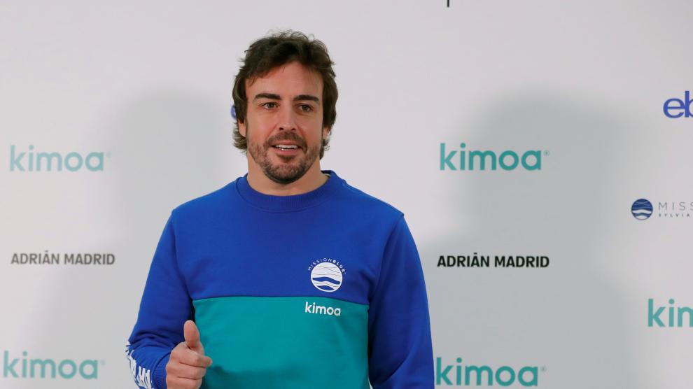 El doble campeón del mundo de Fórmula Uno, Fernando Alonso, presenta el proyecto "Mission Blue x Kimoa" en la sede de eBay en Madrid