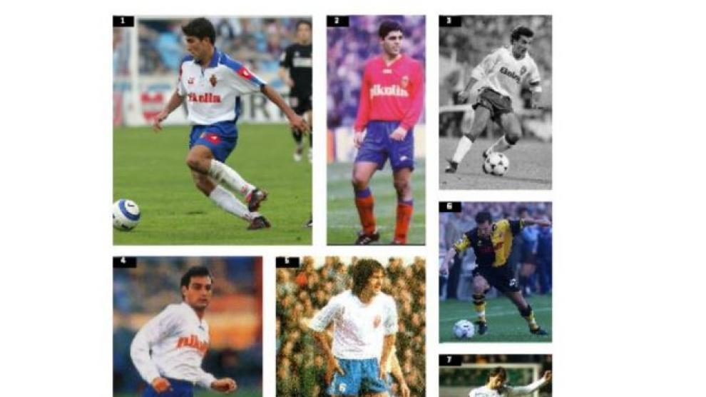 Siete jugadores, precedentes de Guti, que alternaron su puesto de centrocampista con el de lateral derecho: Zapater (1), García Sanjuán (2), Señor (3), Lizarralde (4), Oñaederra(5), Gurenko (6) y Ponzio (7).