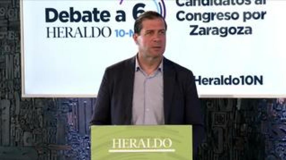 Minuto de oro de Pedro Fernández, candidato del Vox al Congreso por Zaragoza en el debate de HERALDO.