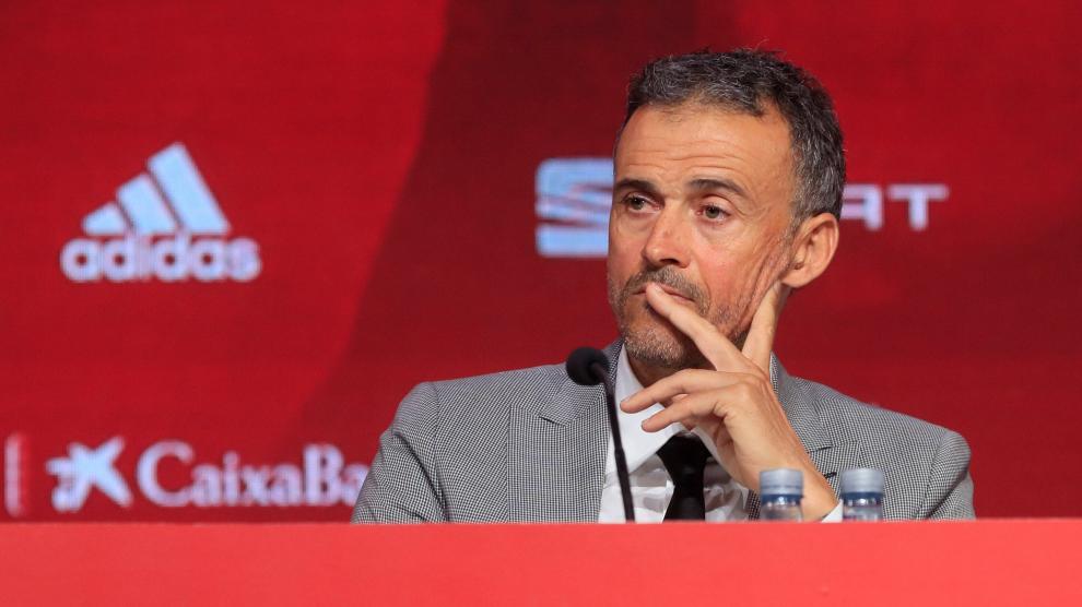 El seleccionador nacional de fútbol, Luis Enrique Martínez, en una rueda de prensa celebrada en la sede de la Ciudad del Fútbol