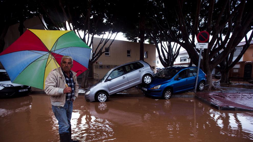 Inundaciones en el distrito de Campanillas, en Málaga.