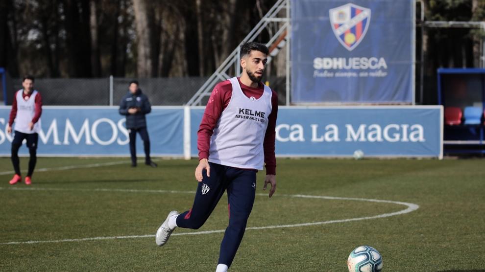 Josué Sá, durante el entrenamiento de este martes.