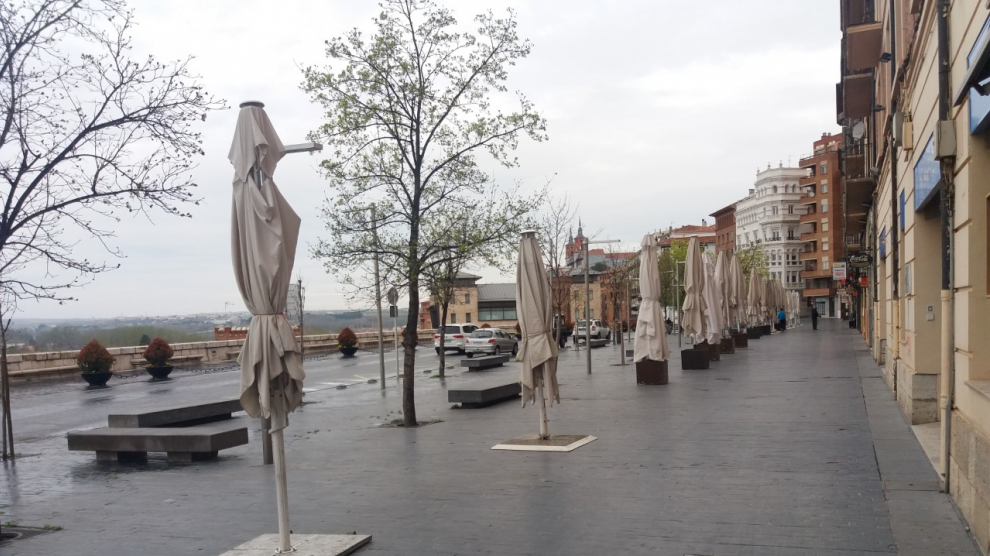 El paseo del Óvalo, una de las principales zonas de restauración de Teruel.