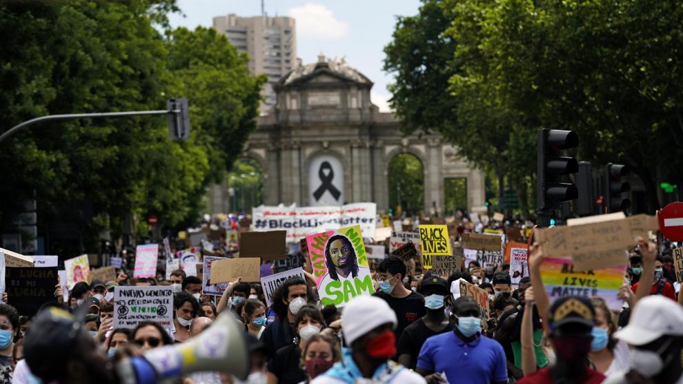 Protest against racial inequality in Madrid