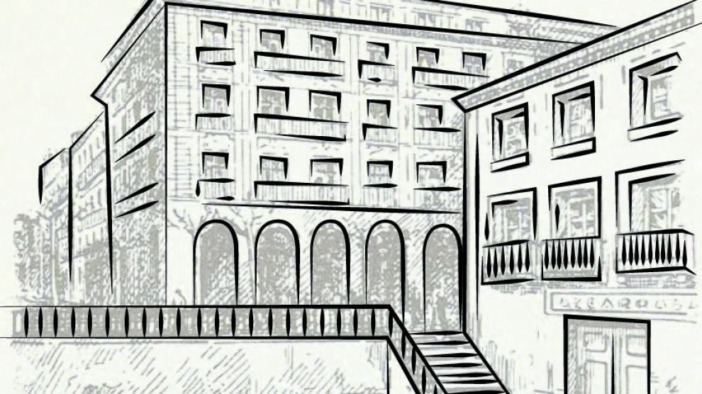 Recreación de la antigua escalera de la plaza de Santa Engracia.