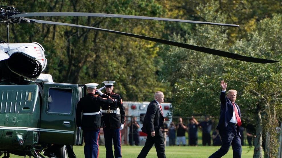 Trump a su llegada este domingo a Long Branch, en New Jersey.