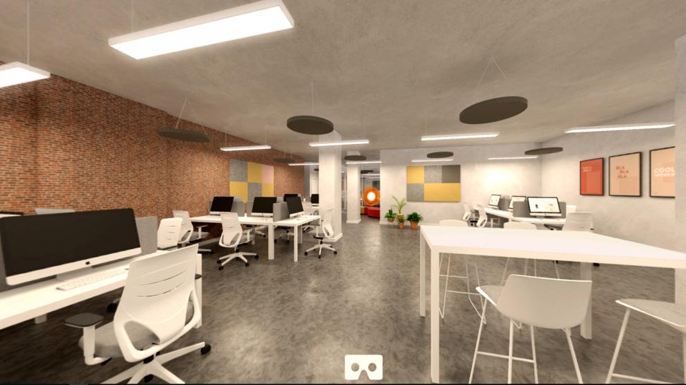 La aplicación Virtual 360 de Mecux da la posibilidad de ver las oficinas de forma interactiva antes de su montaje.