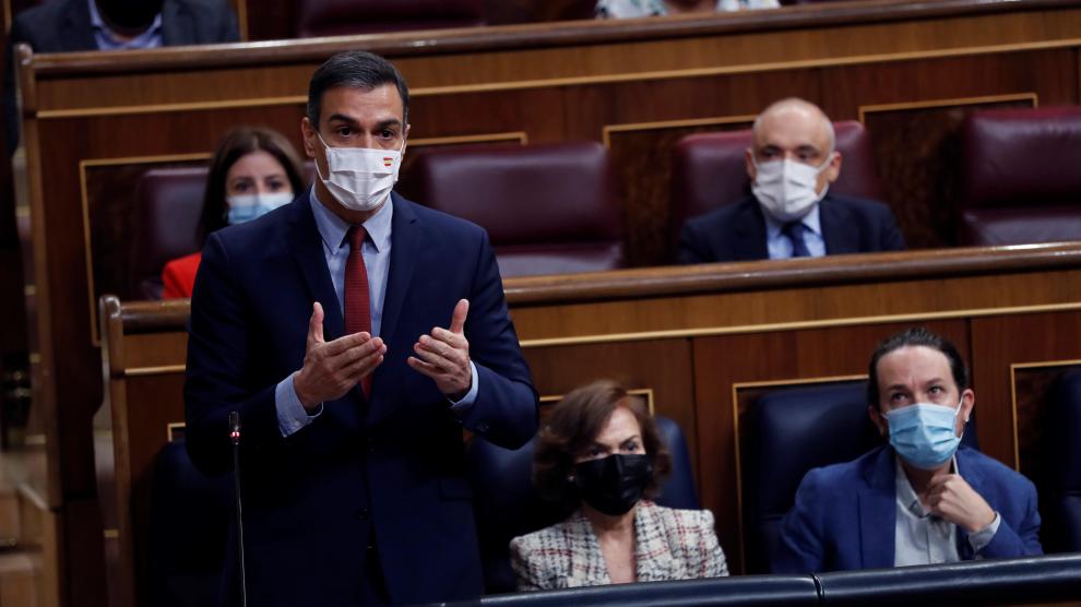 Pedro Sánchez, durante la sesión de control al Gobierno en el Congreso de este miércoles.