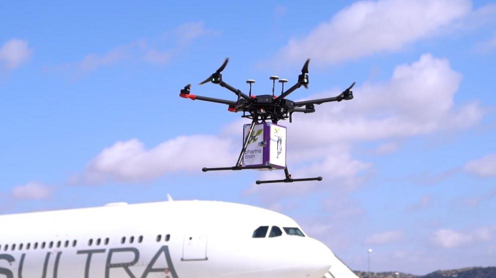 Imagen del prototipo del dron que trasladará medicamentos.