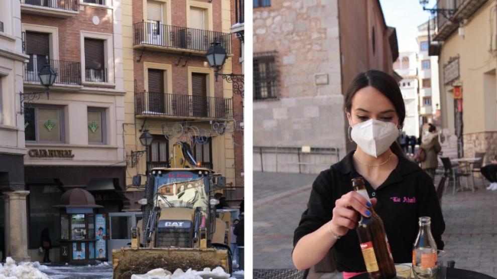 Imágenes de Teruel capital el pasado día 16 y este jueves.