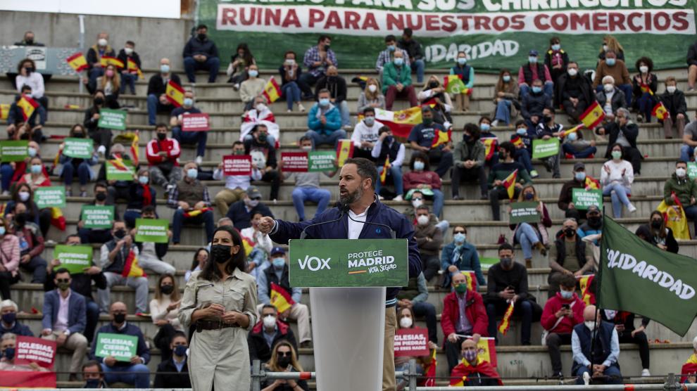 Santiago Abascal, en la plaza de toros de San Sebastián de los Reyes.