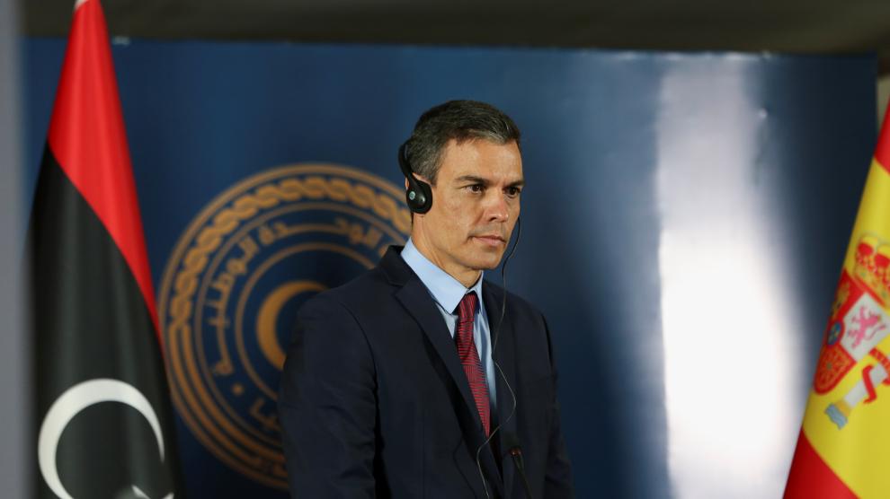 Pedro Sánchez durante su visita a Libia