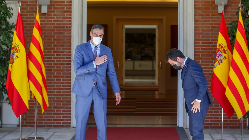 Sánchez recibe a Aragonès en la Moncloa