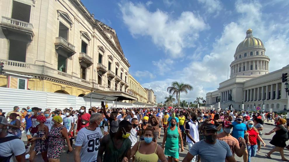 Protesta en el centro de La Habana