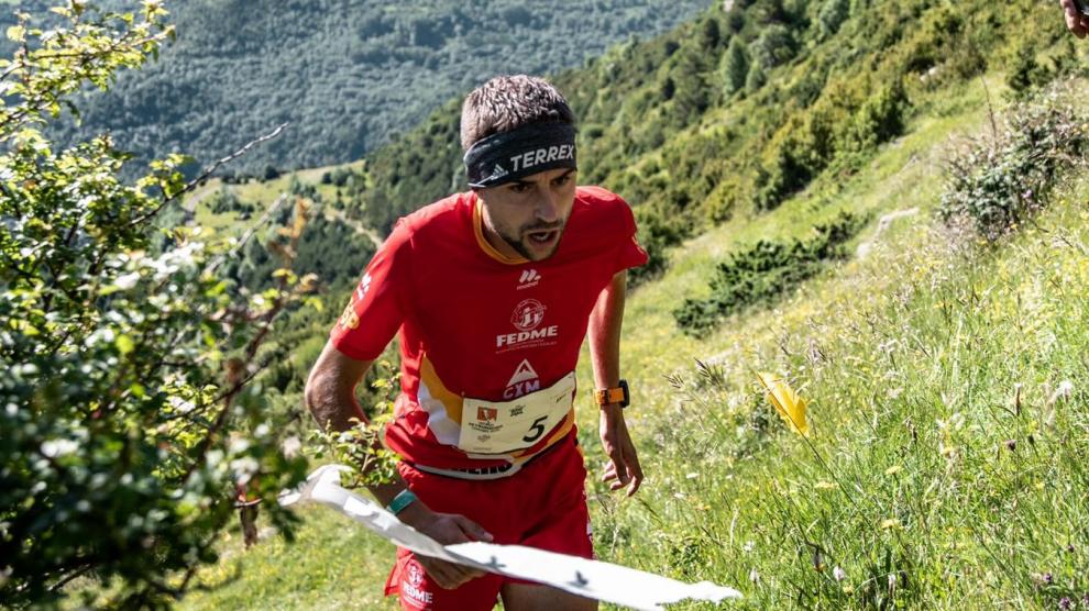 Daniel Osanz, durante su participación en el Mundial absoluto de kilómetro vertical en el que fue subcampeón.