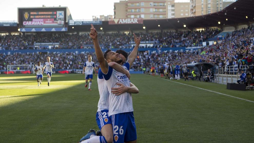 Luis Suárez acababa de marcara el 3-1 a favor del Real Zaragoza ante el Deportivo de La Coruña el 23 de febrero de 2020, el último día con fútbol de verdad, con público, en La Romareda.