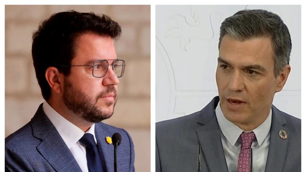 Combo de imágenes de Pere Aragonès y Pedro Sánchez