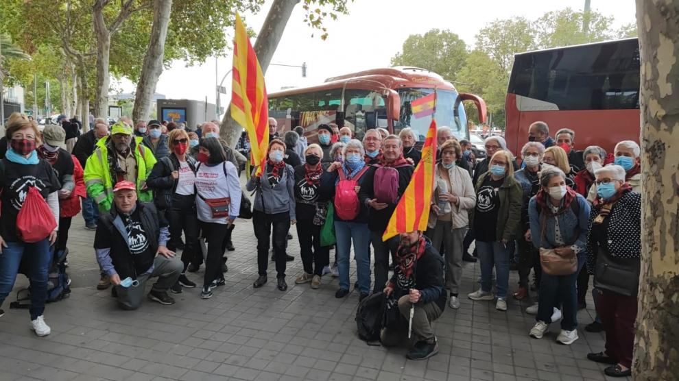 Decenas de aragoneses se incorporaron a la marcha por las pensiones de Madrid.