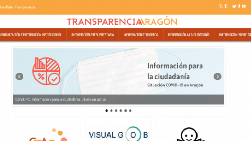 El Portal de Transparencia del Gobierno de Aragón ha recibido más de 3,5 millones de visitas en 2021