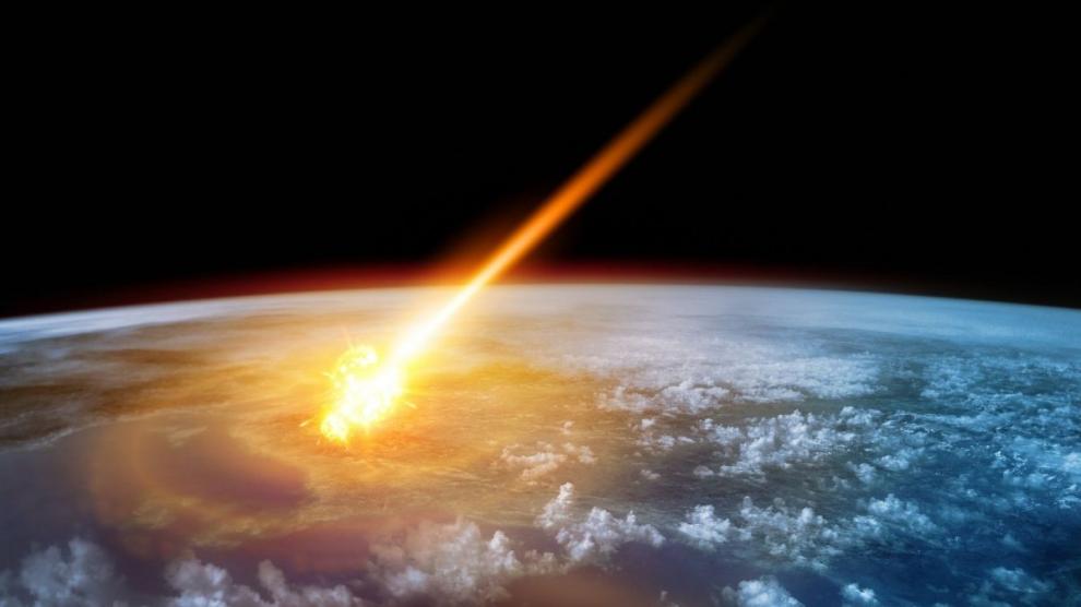 Simulación del impacto de un meteorito sobre la Tierra.